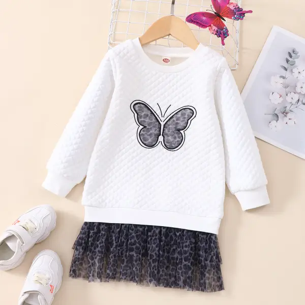 【18M-7Y】Girl Butterfly Embroidery Leopard Print Mesh Sweatshirt Dress - Popopiearab.com 