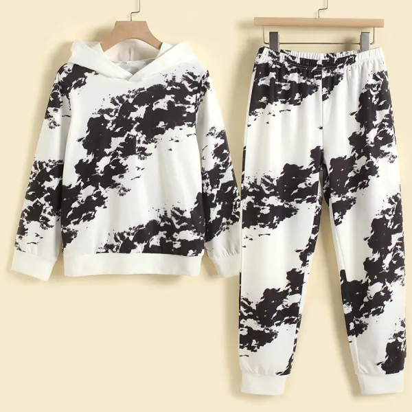 【4Y-9Y】 2-piece Kids Casual Printed Long-sleeved Sweatshirt And Pants Set - Popopiearab.com 