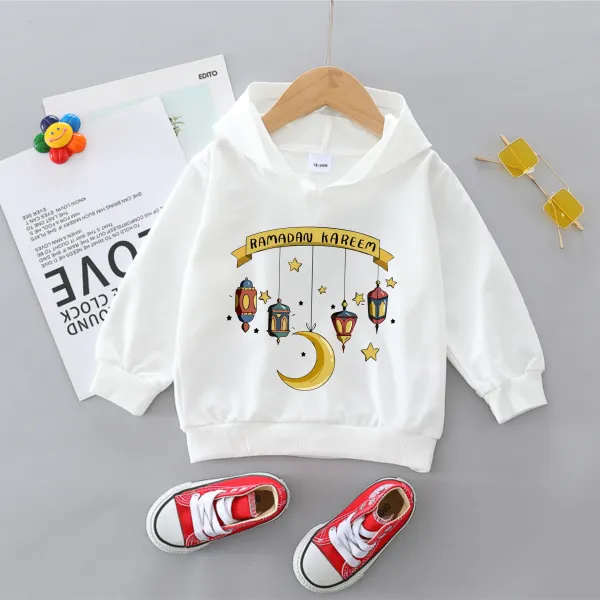 【18M-6Y】Kids Ramadan Pattern Print Long Sleeve Cotton Hooded Sweatshirt - Popopiearab.com 
