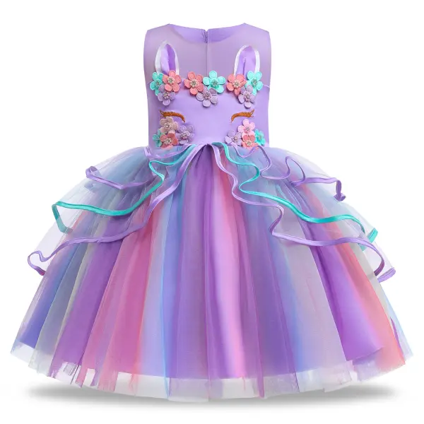 【3Y-11Y】Girls Unicorn Sleeveless Princess Dress Only د.ب11.99 - Popopiearab.com 