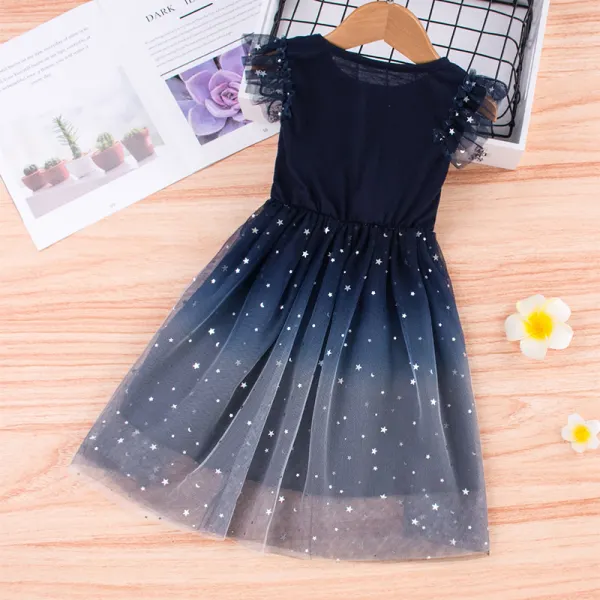 【3Y-13Y】 Girl Sweet Tulle Splicing Gradient Sleeveless Dress - Popopiearab.com 