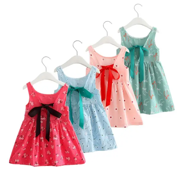 【18M-7Y】Girl Sweet Floral Print Sleeveless Dress - Popopiearab.com 