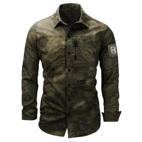 Mens Washed Outdoor Wear-Resistant Casual Shirt - Styletaken.chimpone.com 