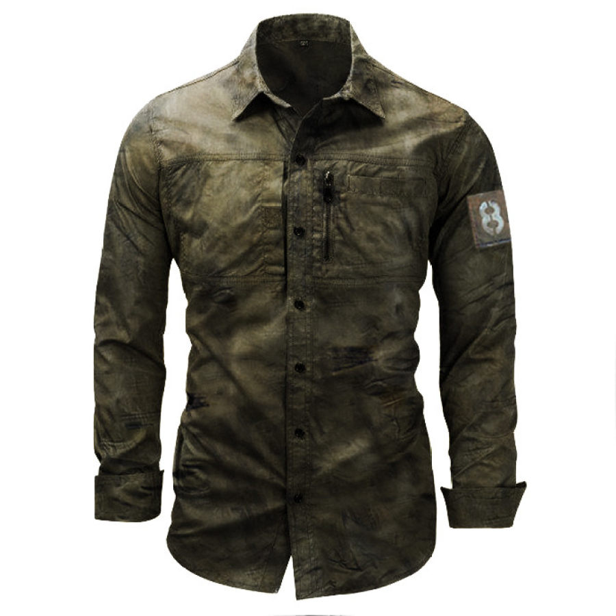 

Mens Washed Outdoor Wear-Resistant Casual Shirt