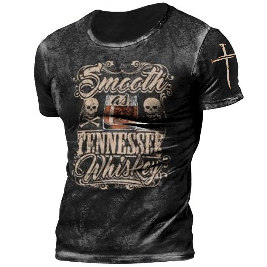 

Mens outdoor fashion whiskey print T-shirt