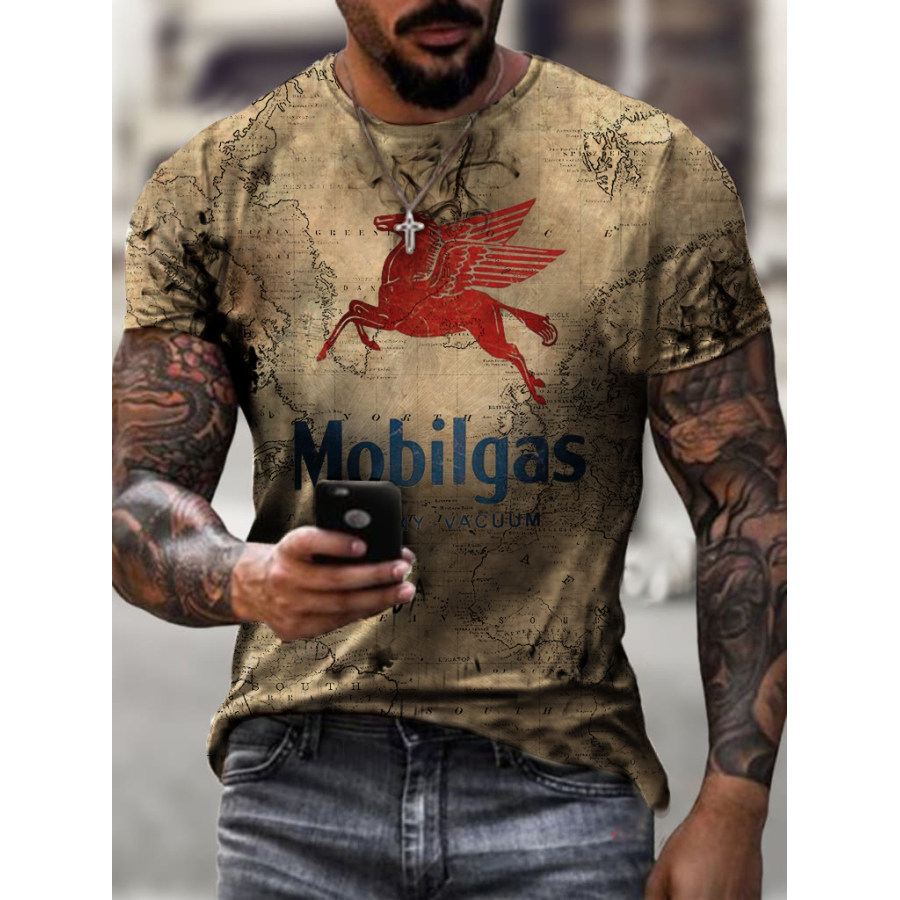 

Engine oil print casual T-shirt