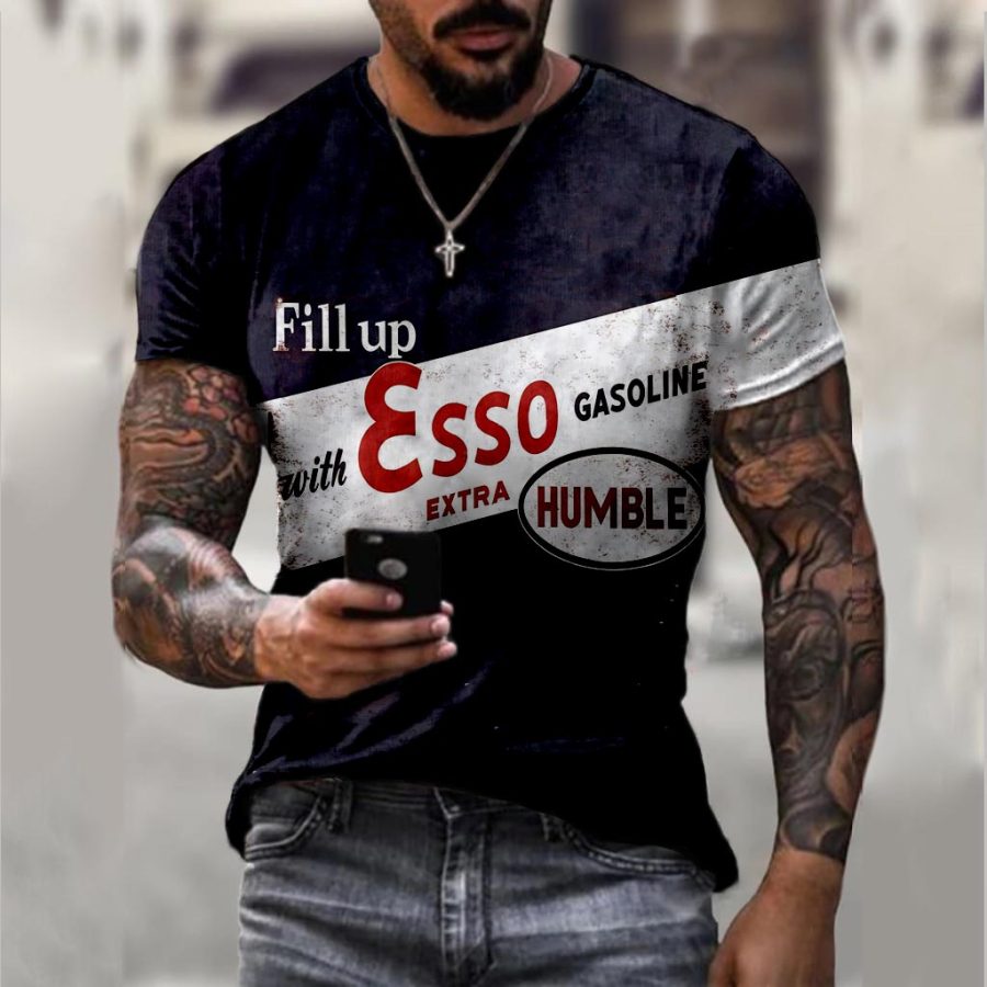 

Retro hit color letter print short-sleeved t-shirt