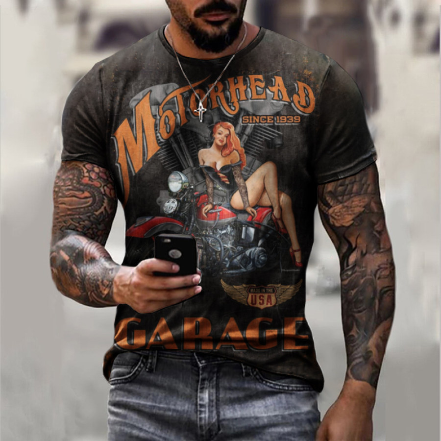 

Retro Motorcycle Girl Short Sleeve T-shirt