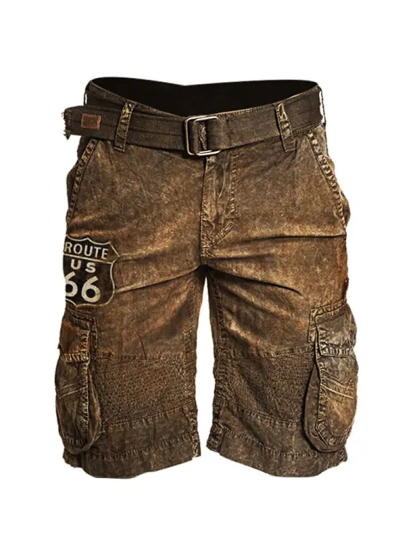 Mens Route 66 Printed Casual Tactical Shorts - Plazabery.chimpone.com 
