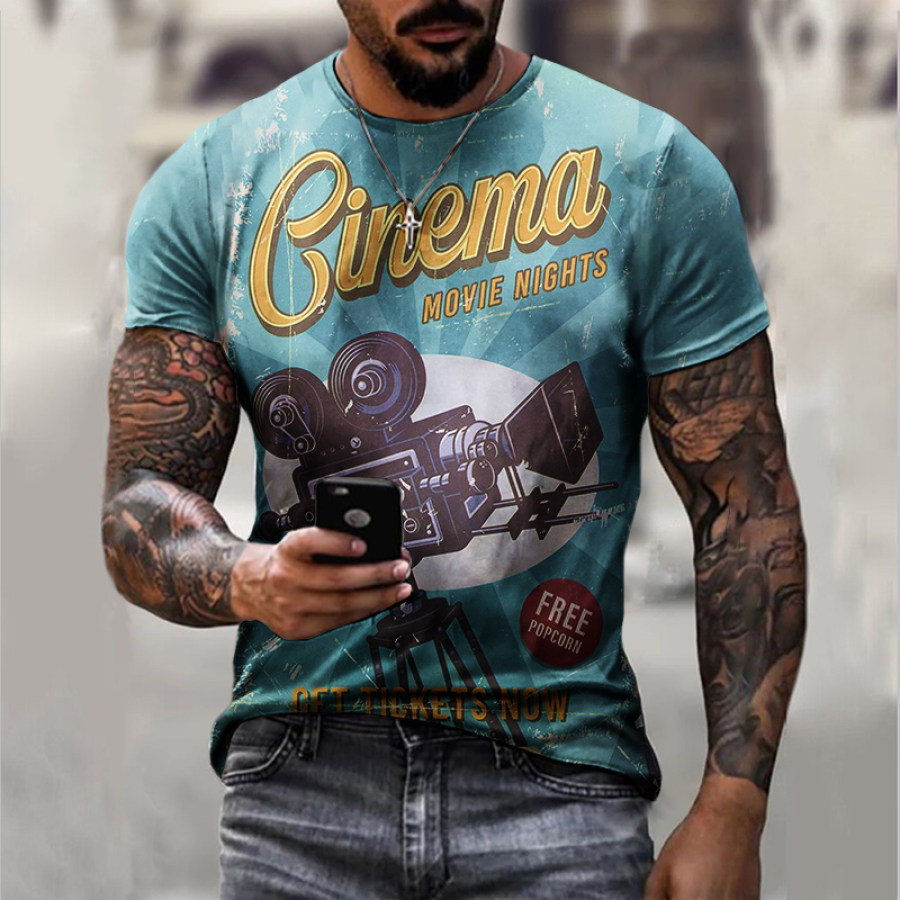 

Retro Movie Poster Print Casual T-shirt