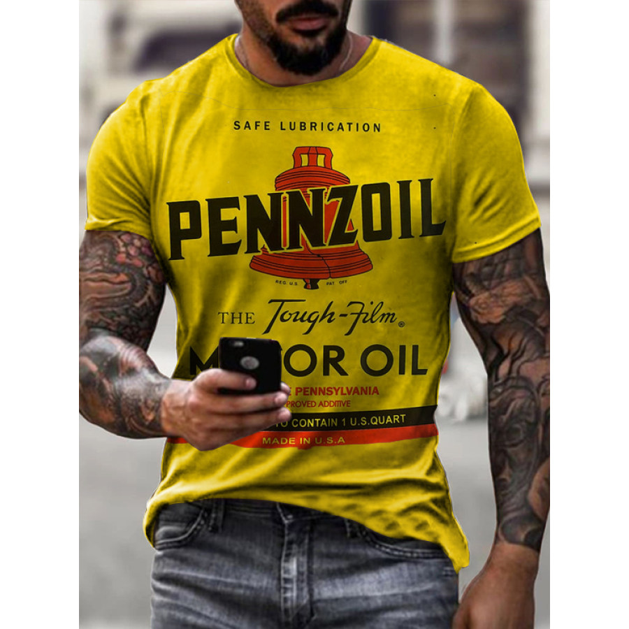 

Mens Vintage Motor Pennzoil Oil Printed T-shirt