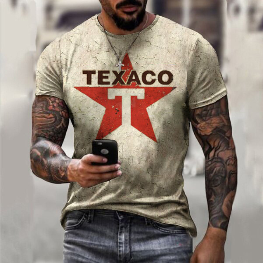 

Retro Engine Oil Print Casual T-shirt