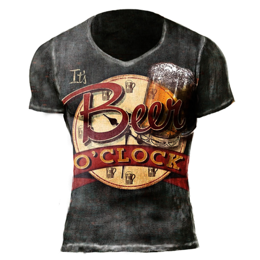 

Beer oclock Mens vintage print T-shirt