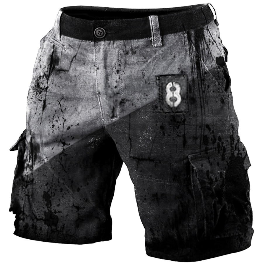 

Mens outdoor tactical distressed printed short