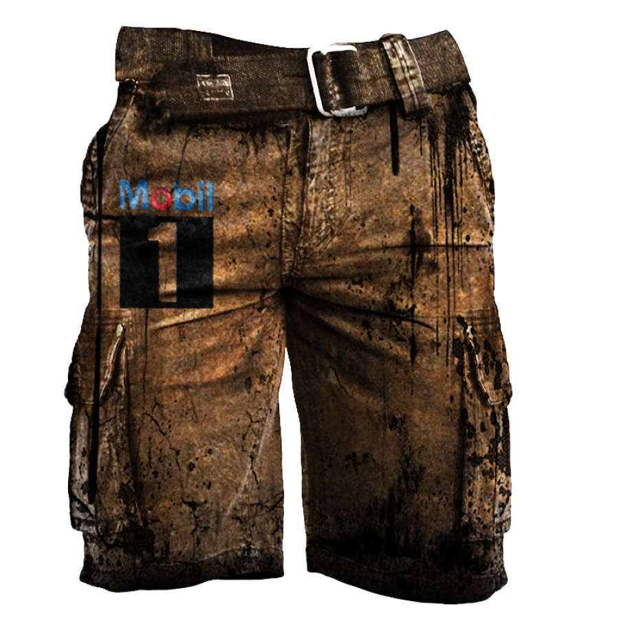 

Mens outdoor tactical retro motor oil print short