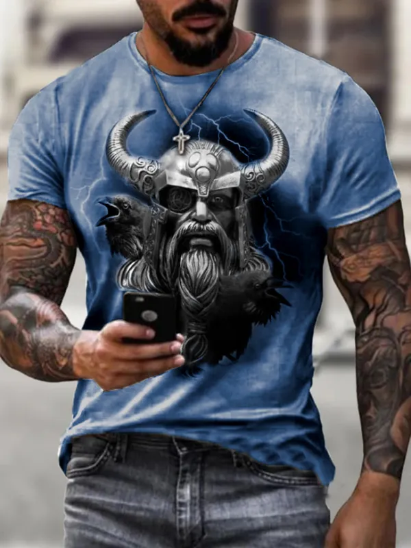 Designer T-shirt With Warrior Print In Vintage Style - Oasisjoy.com 