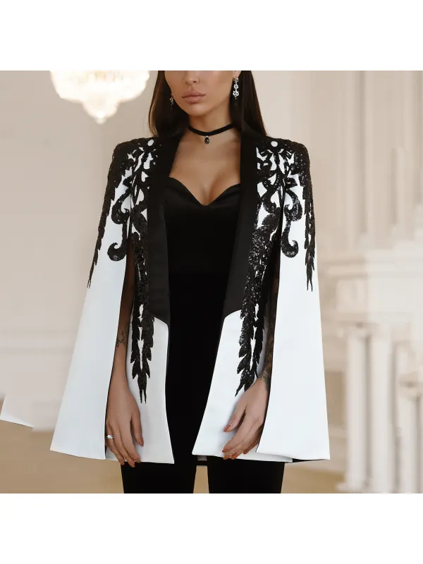 Leisure Print Round Collar Cloak - Anystylish.com 