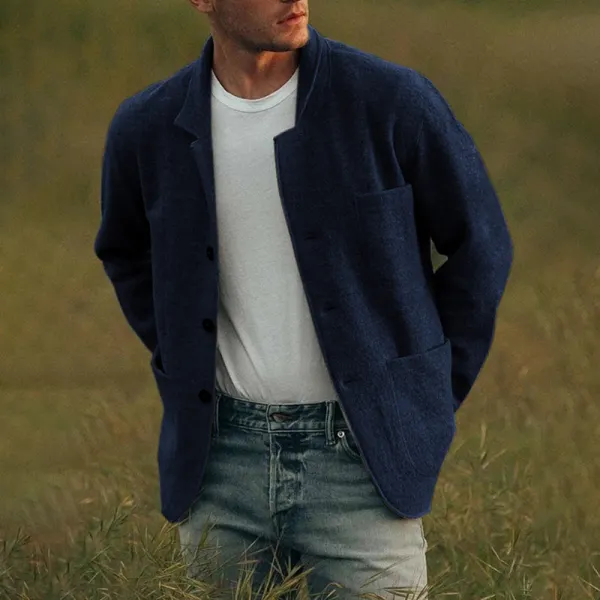 Mens Classic Solid Color Buttoned Jacket - Senttea.chimpone.com 