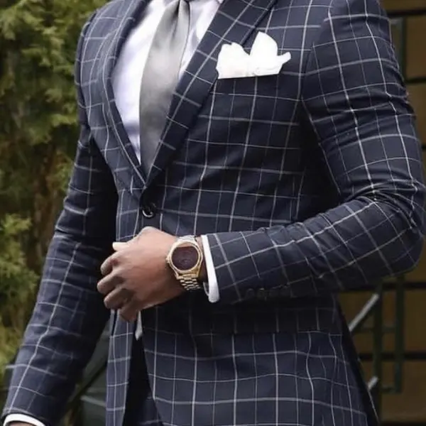 Casual Plaid Men's Suit - Fineyoyo.com 
