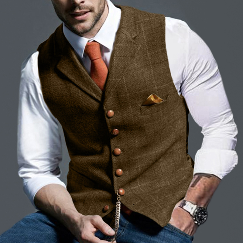 Formal Single breasted Printed Color Men Vest