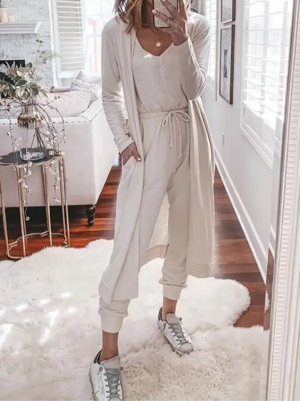 Women's Casual And Comfortable Drawstring Jumpsuit - Ininrubyclub.com 