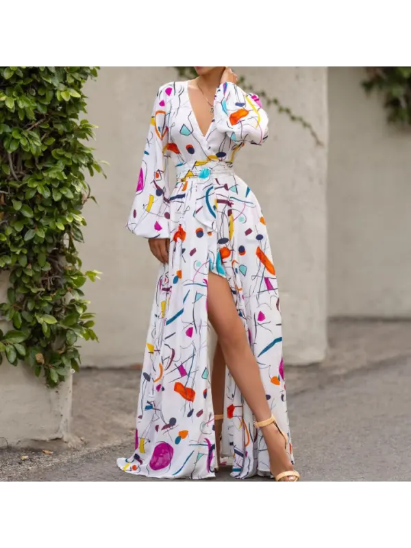 Elegant Geometric Print Dress - Anystylish.com 