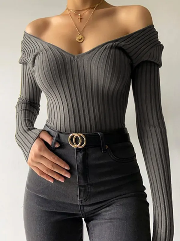 New Off The Shoulder Knitted T-sleeves - Anystylish.com 