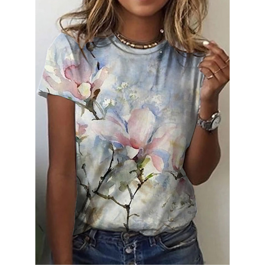 

Casual Floral Print Short-Sleeved T-Shirt