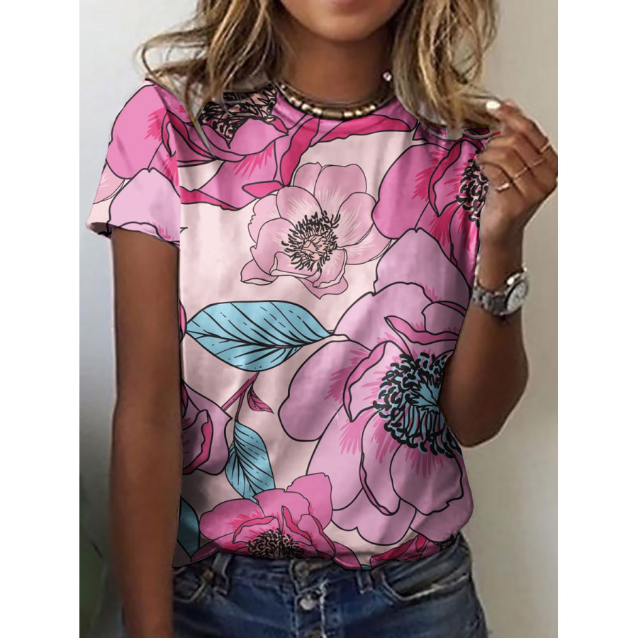 

Casual Floral Print Short-Sleeved T-Shirt