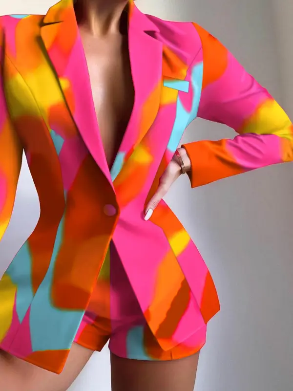 Fashion Irregular Color Block Stitching Small Suit - Anystylish.com 