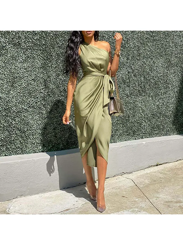 Sexy Strapless Dress With Waistband - Anystylish.com 