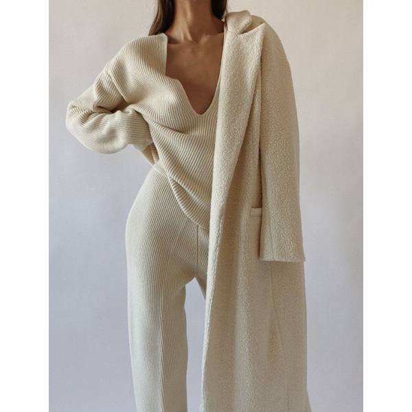 Ladies' Elegant Vertical Pattern Lazy Wool Knit Suit - Anystylish.com 