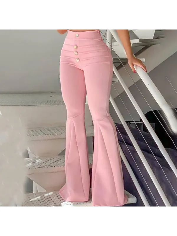 Fashion All-match Solid Color Flared Pants - Ininrubyclub.com 