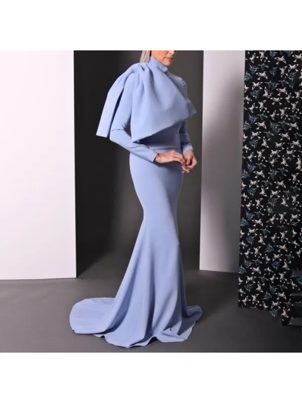 Fashion All-match Solid Color Bow Dress - Minicousa.com 
