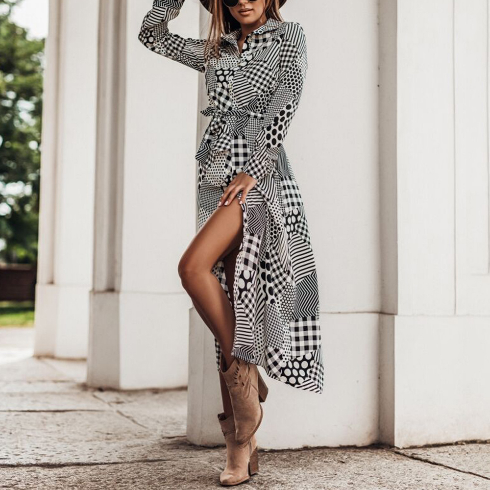 Letter Print Button up Maxi Dress