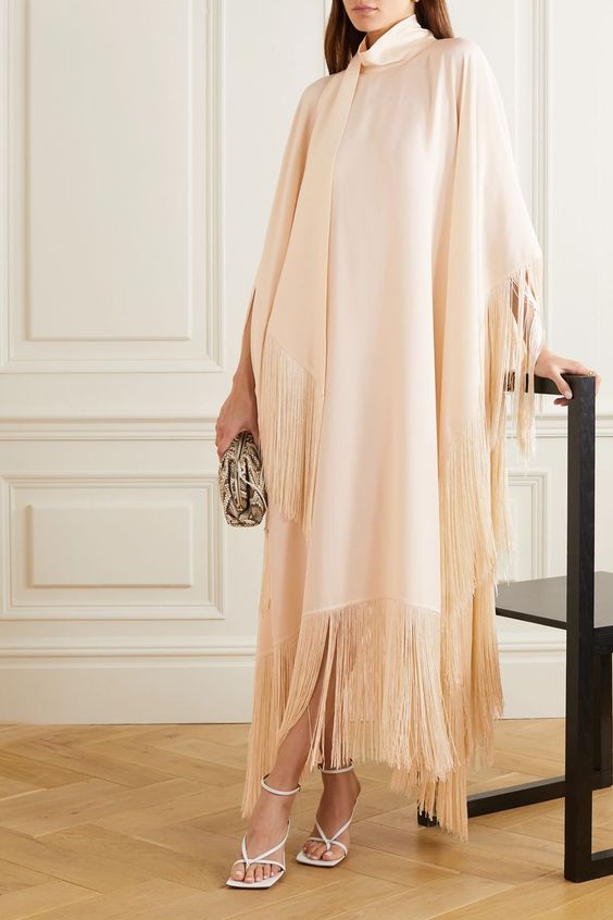 Women's Elegant Simple Tencel One Piece Loose Fringe Long Dress