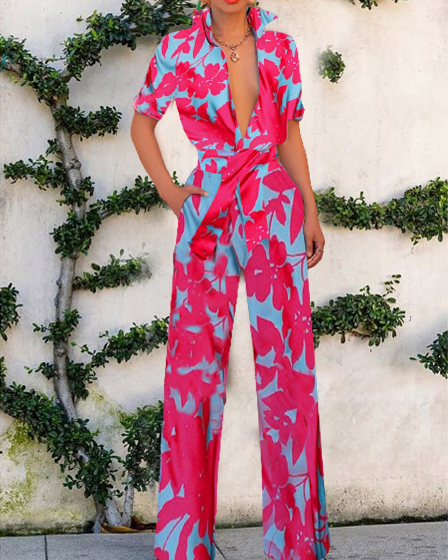 Fashion Print Holiday Casual Jumpsuit Women