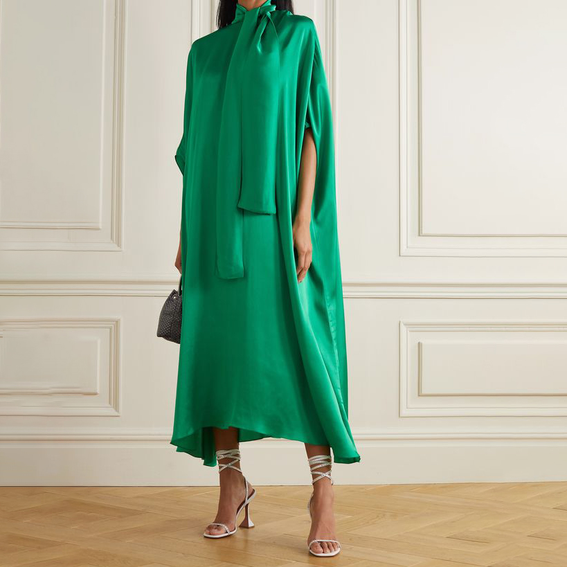 Women's Elegant Green Tie Up Dress