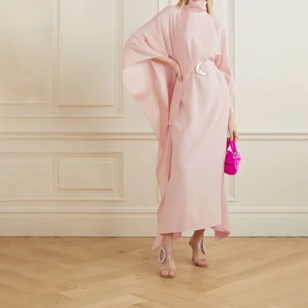 Women's Elegant Belt Corset Pink Loose Dress - Seeklit.com 