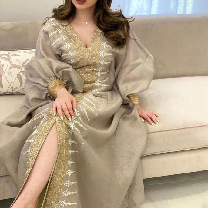 Women's Elegant Style Paneled Webbing Robe Dress