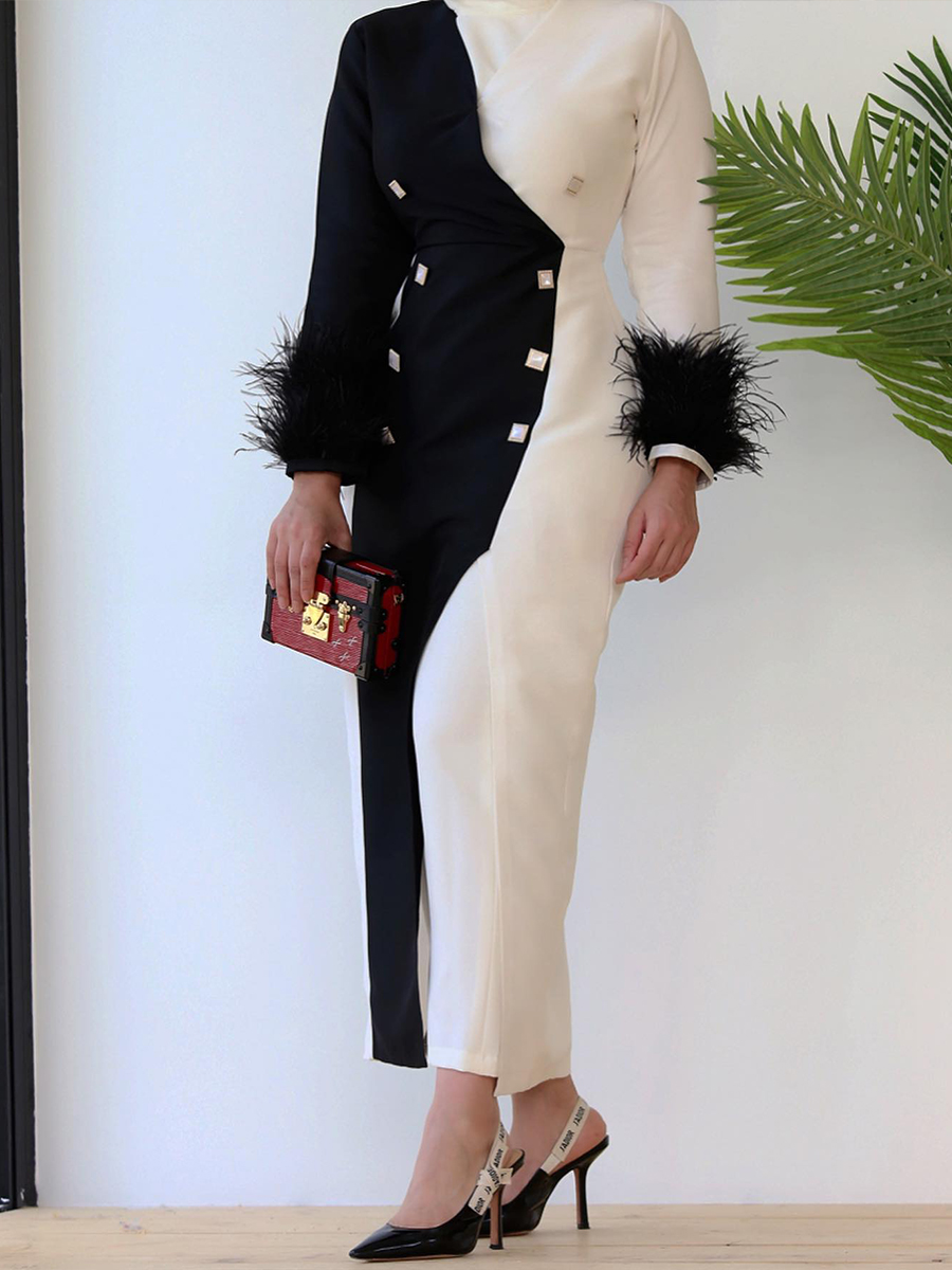 Women's Holiday Leather V Neck Long Sleeve Casual Dress