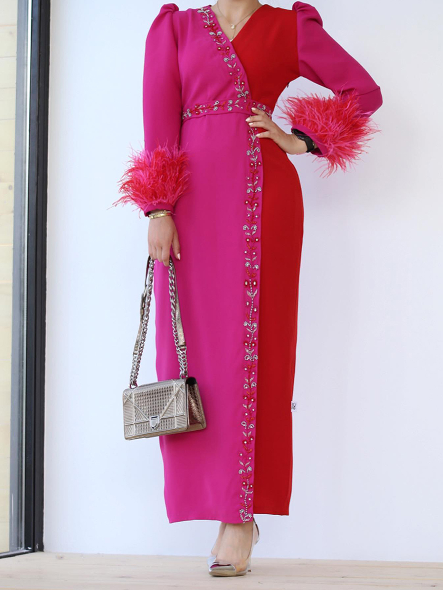 Women's Holiday Leather Long Sleeve Solid Casual Dress