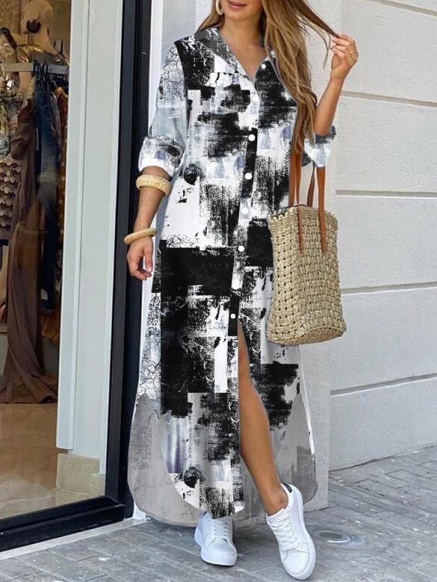 Summer Fashion Print Shirt Dress