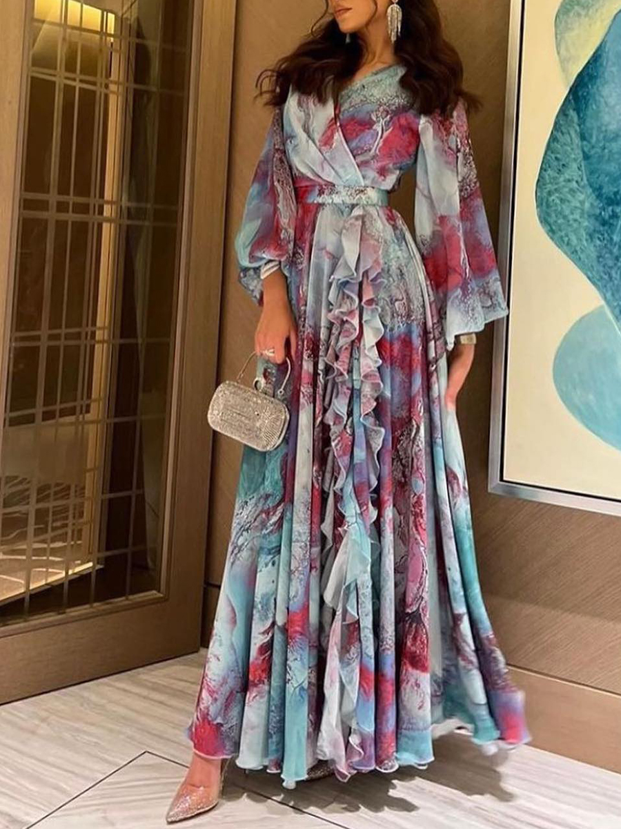 Women's Elegant Fashion Print Resort Casual Party Dress