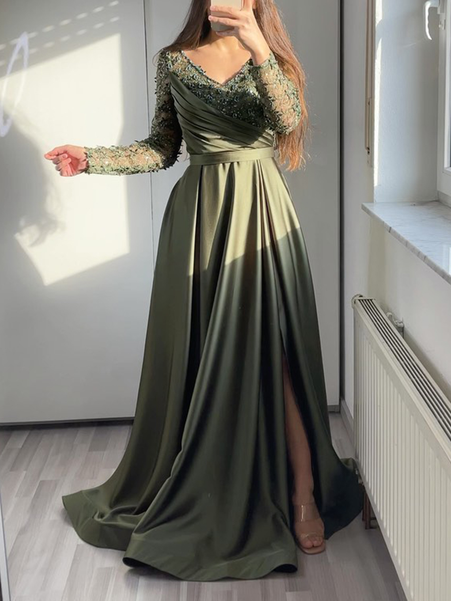 Ladies Elegant Fashion V Neck Party Dinner Dress