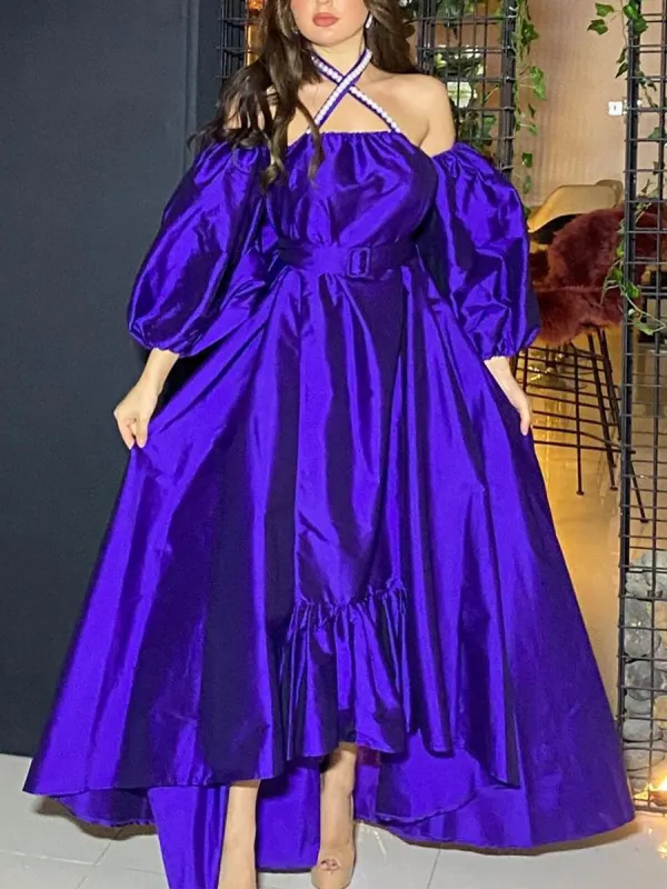 Ladies Elegant Fashion Off Shoulder Party Webbing Cross Neck Dress - Anystylish.com 