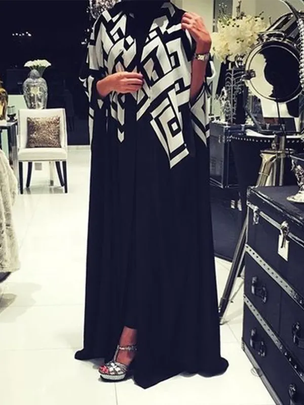Ladies Elegant Fashion Print Casual Party Festive Robe Jacket Cardigan - Anystylish.com 