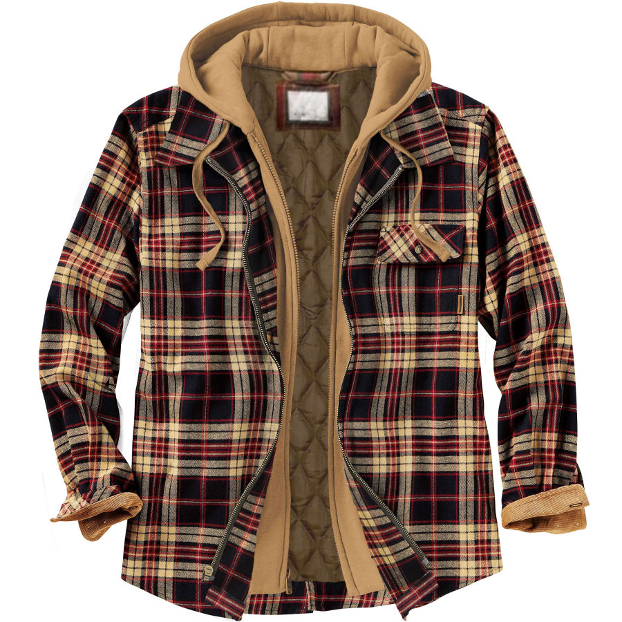 

Men's Autumn & Winter Outdoor Casual Checked Hooded Jacket