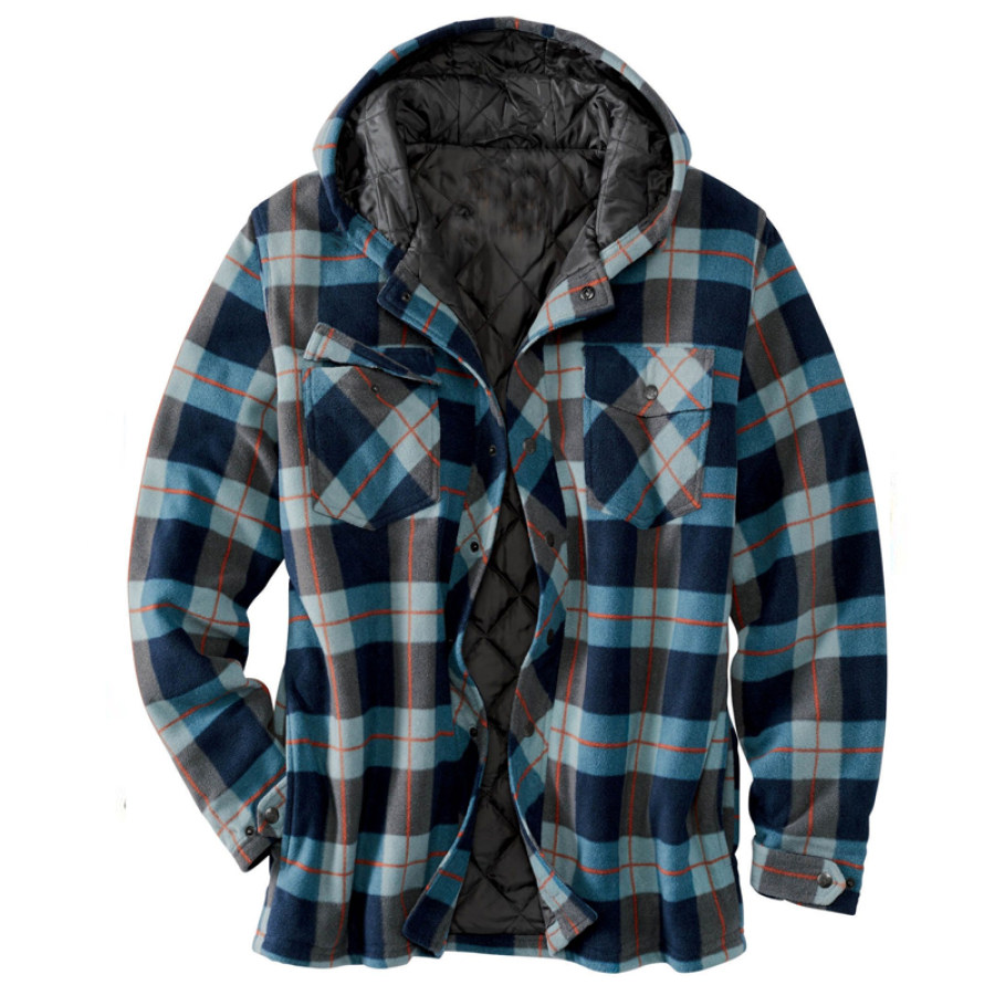 

Mens Winter Plaid Thick Casual Jacket