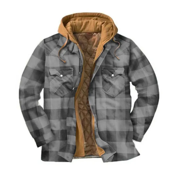 Mens Winter Plaid Thick Casual Jacket
